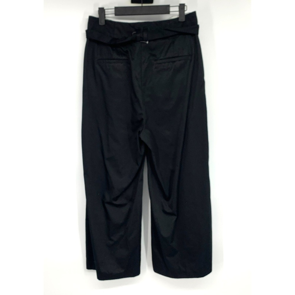M&S Collection Pants Womens Size 6 US 10 UK Black Wide Leg Cropped Belted Waist - Picture 7 of 9